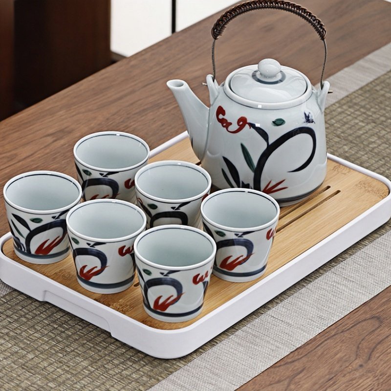 Best Ash Glaze Sea Grass Pattern Antique Ceramic Japanese Ceremonial Tea Set Best Ash Glaze Sea Grass Pattern Antique Ceramic Japanese Ceremonial Tea Set