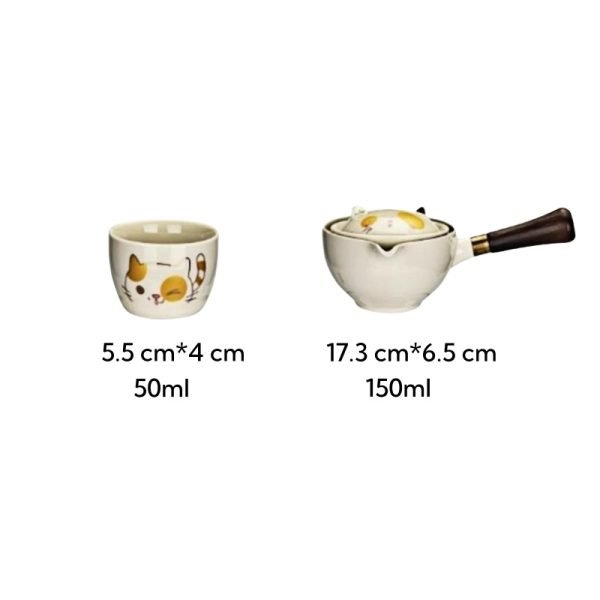 Best Cute Cat Portable Rotation Side Handle Portable Travel Tea Sets In Case