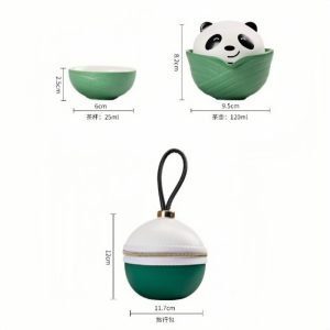 Best Cute Panda Theme Ceramic Portable Travel Tea Container Kit For One