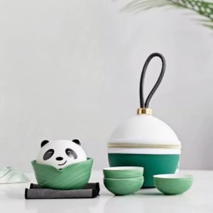 Best Cute Panda Theme Ceramic Portable Travel Tea Container Kit For One