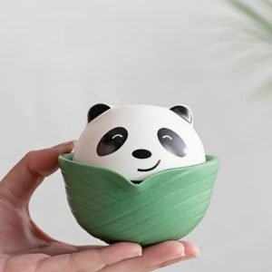 Best Cute Panda Theme Ceramic Portable Travel Tea Container Kit For One