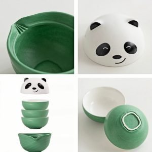 Best Cute Panda Theme Ceramic Portable Travel Tea Container Kit For One