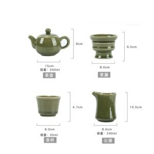 Best Deep Green Authentic Valuable Antique Japanese Porcelain Tea Set For Sale