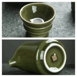 Best Deep Green Authentic Valuable Antique Japanese Porcelain Tea Set For Sale