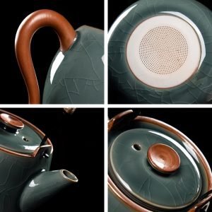 Best Ge Kiln Style Crack Glaze Celadon Porcelain Gongfu Cha Tea Tray Set For Sale