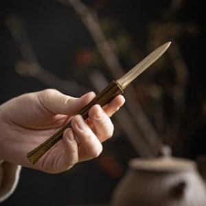 Best Handmade Chinese Antique Brass Tea Ceremony Knife & Needle For Sale