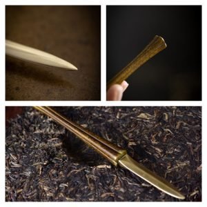 Best Handmade Chinese Antique Brass Tea Ceremony Knife & Needle For Sale