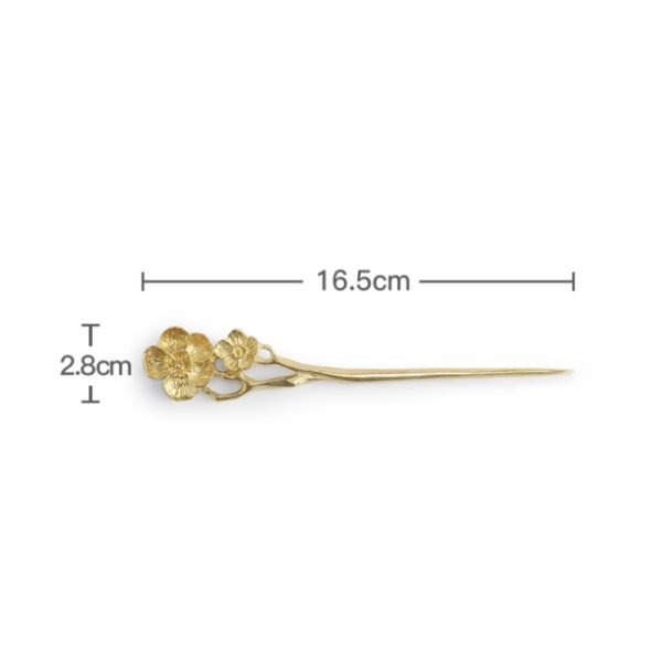 Best Traditional Handmade Chinese Antique Plum Theme Brass Tea Ceremony Needle For Sale