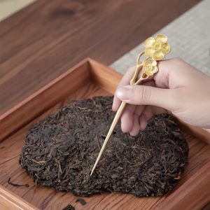 Best Traditional Handmade Chinese Antique Plum Theme Brass Tea Ceremony Needle For Sale