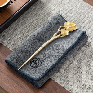 Best Traditional Handmade Chinese Antique Plum Theme Brass Tea Ceremony Needle For Sale