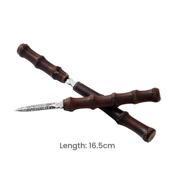 Best Vintage Bamboo Joint Damascus Steel Tactical Tea Ceremony Knife For Sale