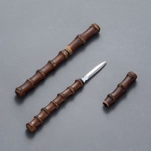 Best Vintage Bamboo Joint Damascus Steel Tactical Tea Ceremony Knife For Sale
