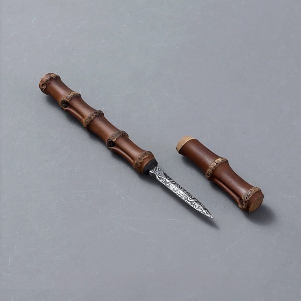 Best Vintage Bamboo Joint Damascus Steel Tactical Tea Ceremony Knife For Sale