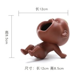 Black And Red Handmade Zisha Cute Pee Pee Boy Gongfu Tea Pet Table Decoration