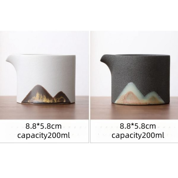 Black And Whie Hand Painted Japanese Simple Distant Mountains Ceramic Glaze Painting Cha Hai