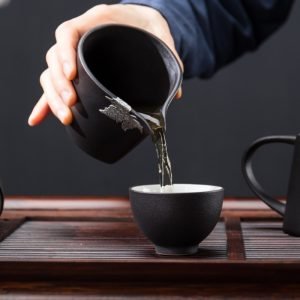 Black Silver Inlaid Traditional Valuable Antique Japanese Tea Ceremony Set For Sale