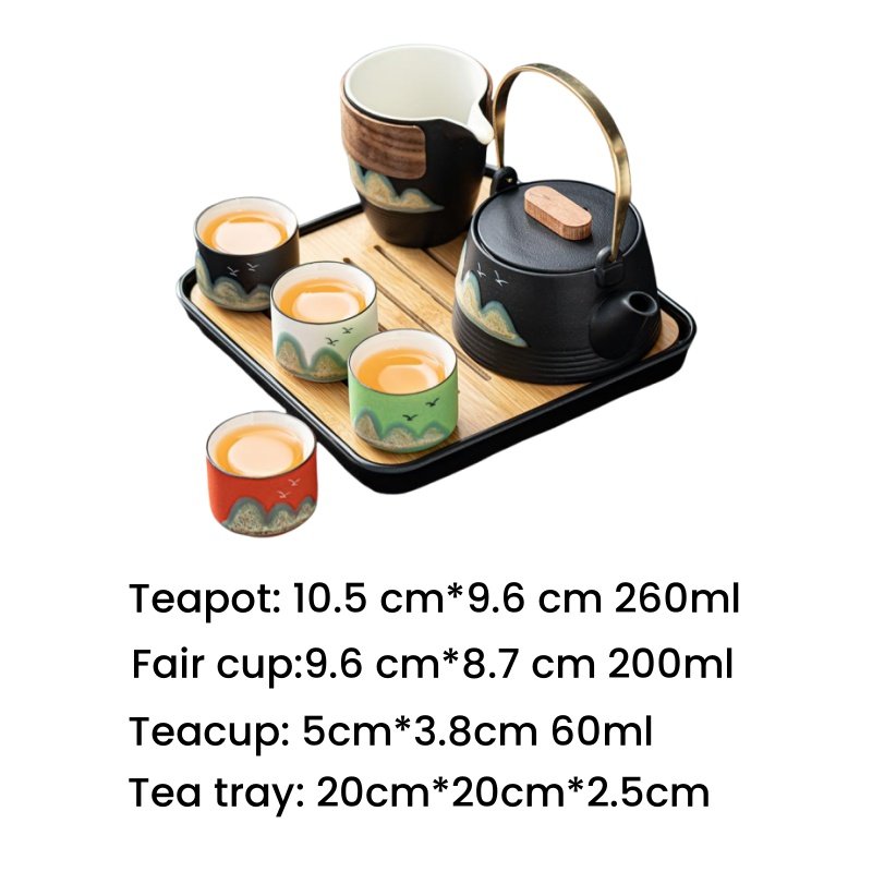 Black And White Colorful Ceramic Mountain Theme Valuable Japanese Tea Sets Black And White Colorful Ceramic Mountain Theme Valuable Japanese Tea Sets