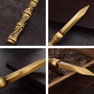 Black And Yellow Handmade Bamboo Joint Shaped Brass Tea Cake Knives