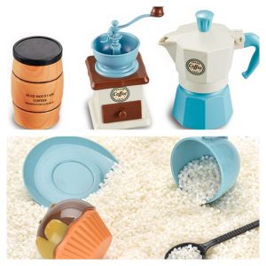 Blue Plastic Safe Pretend Child Afternoon Coffee Tea Party Set With Dessert Stand