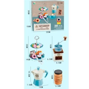 Blue Plastic Safe Pretend Child Afternoon Coffee Tea Party Set With Dessert Stand