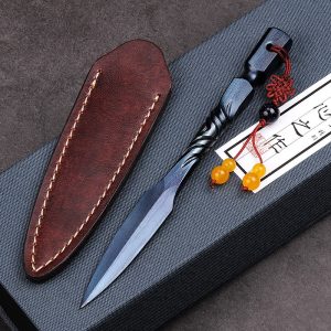 Blue And Purple Antique Tactical Pattern Steel Pu Erh Tea Cake Ceremony Knife
