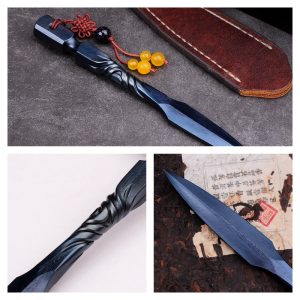 Blue And Purple Antique Tactical Pattern Steel Pu Erh Tea Cake Ceremony Knife