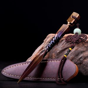 Blue And Purple Antique Tactical Pattern Steel Pu Erh Tea Cake Ceremony Knife