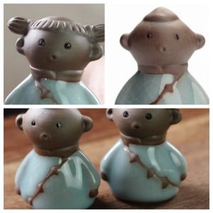 Boy And Girl Purple Clay Ge Kiln Tea Pet In Chinese Gongfu Tea Ceremony