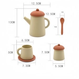 Brown And White Silicone Kid Afternoon Tea Set For Little Girls And Boys
