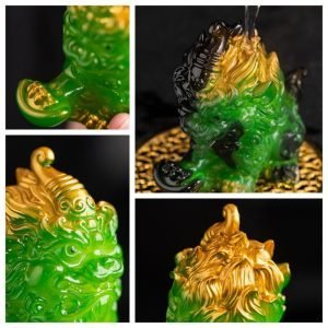 Chinese Green And Red Color Changing Resin Gongfu Tea Pet Dragon