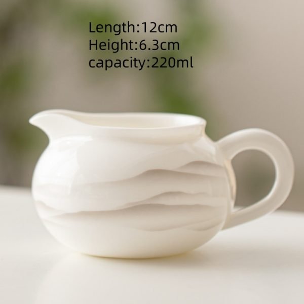 Chinese Vintage White Jade China Porcelain Traditional Distant Mountains Ink Painting Fair Cup