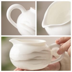 Chinese Vintage White Jade China Porcelain Traditional Distant Mountains Ink Painting Fair Cup