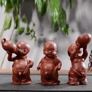 Chinese Yixing Antique Cute Pee Pee Boy Purple Clay Tea Pet Gongfu Tea Accessories