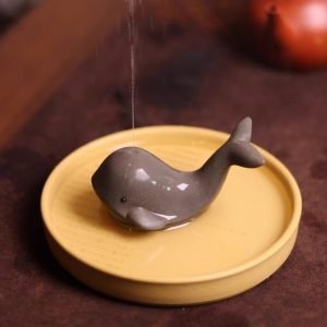Chinese Yixing Purple Clay Handmade Cute Whale Gongfu Spitting Tea Pets