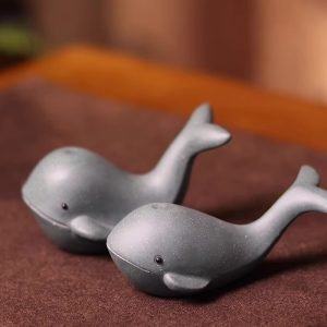 Chinese Yixing Purple Clay Handmade Cute Whale Gongfu Spitting Tea Pets