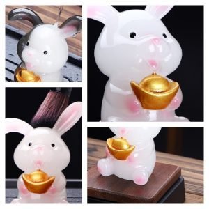 Color Changing Cute Resin Ingot Rabbit Tea Pet Chinese Gongfu Tea Accessories