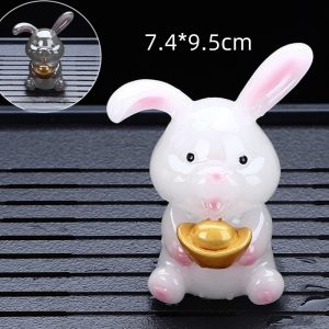 Color Changing Cute Resin Ingot Rabbit Tea Pet Chinese Gongfu Tea Accessories