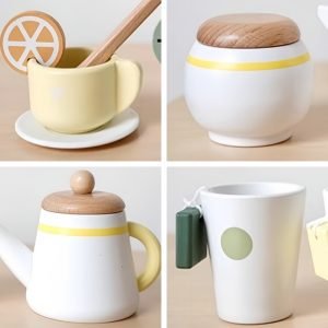 Colorful Cute Wooden Safe Pretend Afternoon Tea Party Set For Little Girls