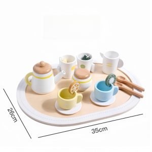 Colorful Cute Wooden Safe Pretend Afternoon Tea Party Set For Little Girls
