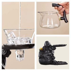 Creative Antique Zen Buddha Theme Lazy Semi-automatic Glass Tea Set For Sale