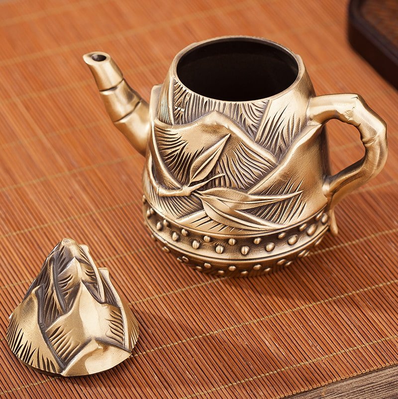 Creative Bamboo Shoots Shaped Handmade Antique Brass Teapots For Sale Creative Bamboo Shoots Shaped Handmade Antique Brass Teapots For Sale