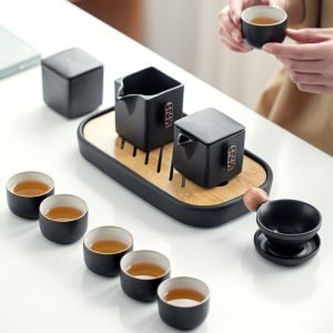 Creative Black And Green Ceramic Japanese Tea Service Gift Sets For Sale