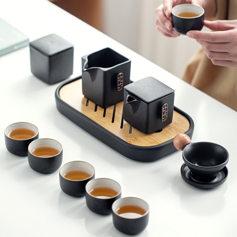 Creative Black And Green Ceramic Japanese Tea Service Gift Sets For Sale Creative Black And Green Ceramic Japanese Tea Service Gift Sets For Sale