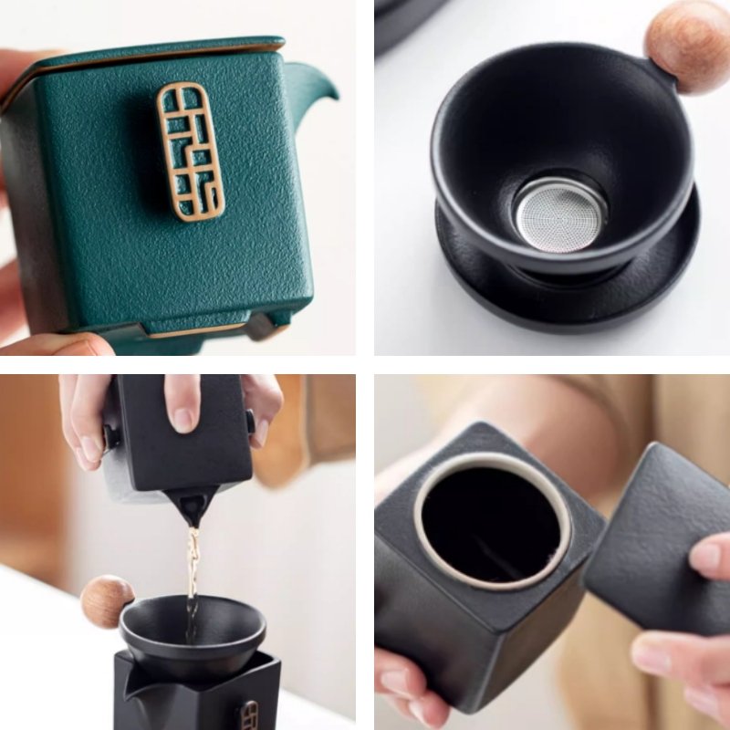 Creative Black And Green Ceramic Japanese Tea Service Gift Sets For Sale Creative Black And Green Ceramic Japanese Tea Service Gift Sets For Sale