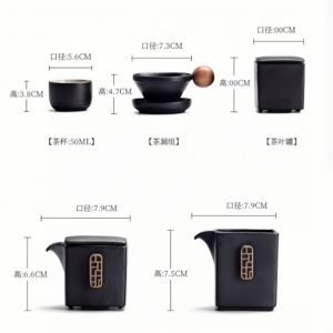 Creative Black And Green Ceramic Japanese Tea Service Gift Sets For Sale
