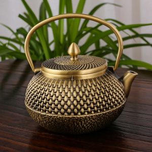 Creative Elegant Handcrafted Woven Brass Teapot Vintage With Lifting Beam Handle
