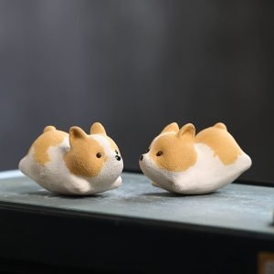 Creative Handmade Zisha Yellow Tea Pet Cute Small Dog Desk Decoration For Sale