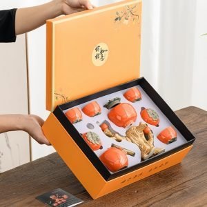 Creative Persimmon Shaped Ceramic Semi Automatic Lazy Tea Set