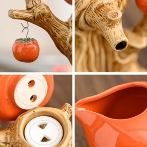Creative Persimmon Shaped Ceramic Semi Automatic Lazy Tea Set