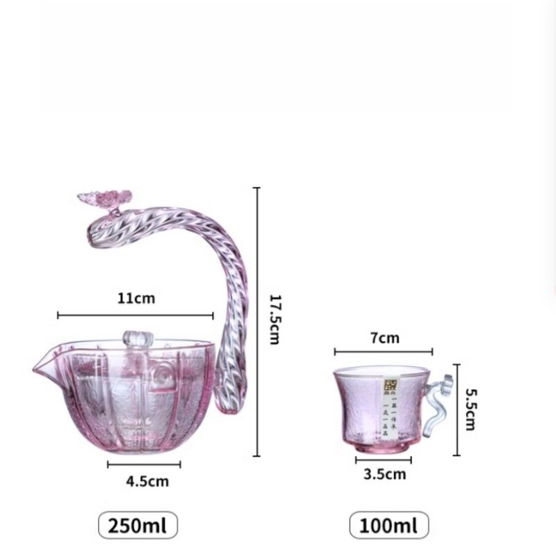 Creative Pink Crystal Heat Resistant Clear Milk And Flowering Tea Glasses Set For One Creative Pink Crystal Heat Resistant Clear Milk And Flowering Tea Glasses Set For One